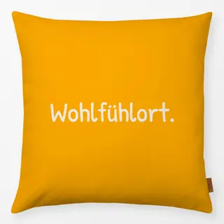 Kissen Wohlfühlort gelb