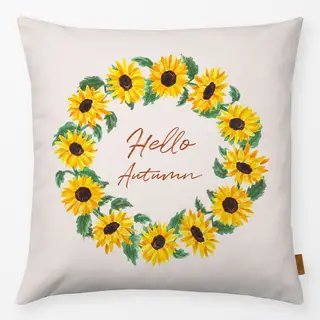 Kissen Hello Autumn Sunflower Wreath