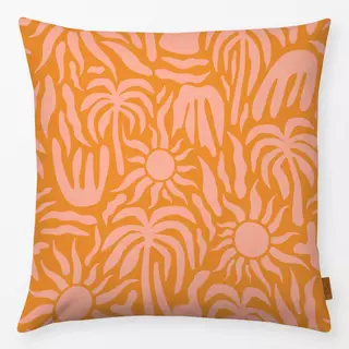 Kissen Palmeras y Sol naranja