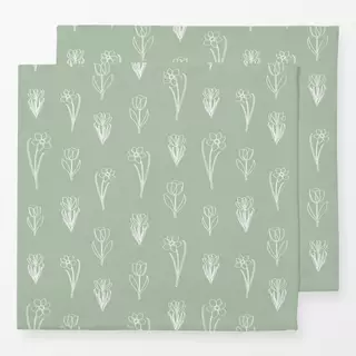 Servietten Lined Spring Blossoms Green