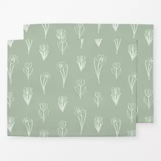 Tischset Lined Spring Blossoms Green