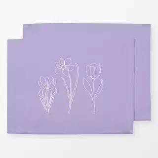 Tischset Lined Spring Flowers Lilac