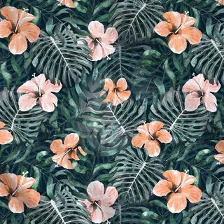 Meterware Tropical Hibiscus Orange