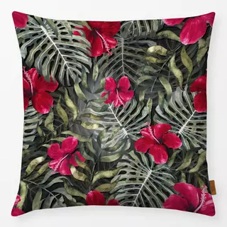 Kissen Tropical Hibiscus Dark Red