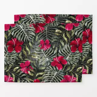 Tischset Tropical Hibiscus Dark Red