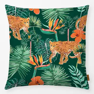 Kissen Tropical Jungle Leopard green