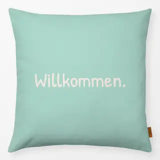 Kissen Willkommen mint grün
