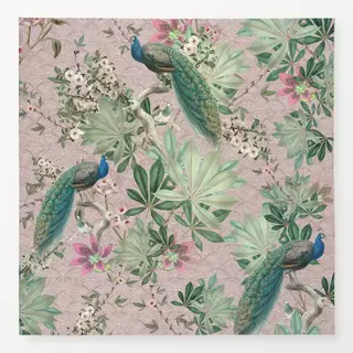 Tischdecke Barock Pfauen Paradies Rosa