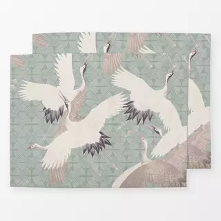 Tischset Japanese Birds sage green