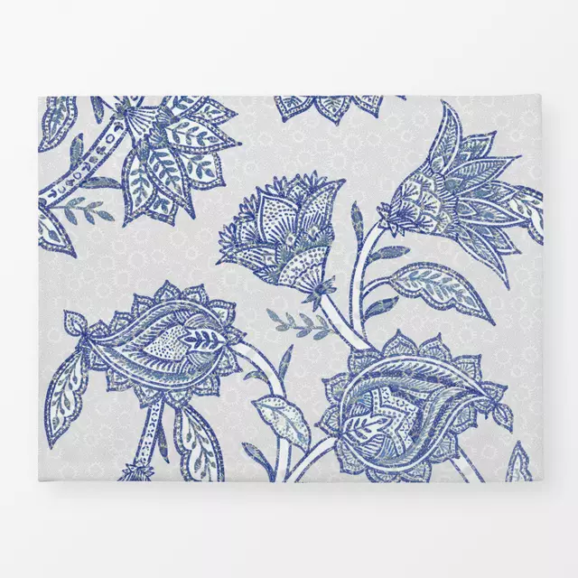 Tischset Blau Retro Paisley Blumen von Bloomery Decor