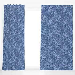 Dekovorhang Chinoiseries Blumenwiese blau