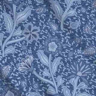 Meterware Chinoiseries Blumenwiese blau