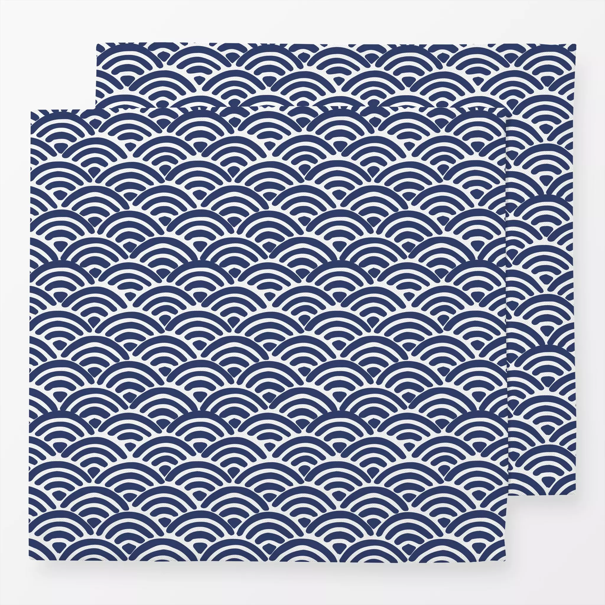 Servietten Japanese Waves Weiss - Symbole & Muster - von „Anna Petersen"; Wasserfarben, Blaugrau, skandinavisch, Kissen, wel...