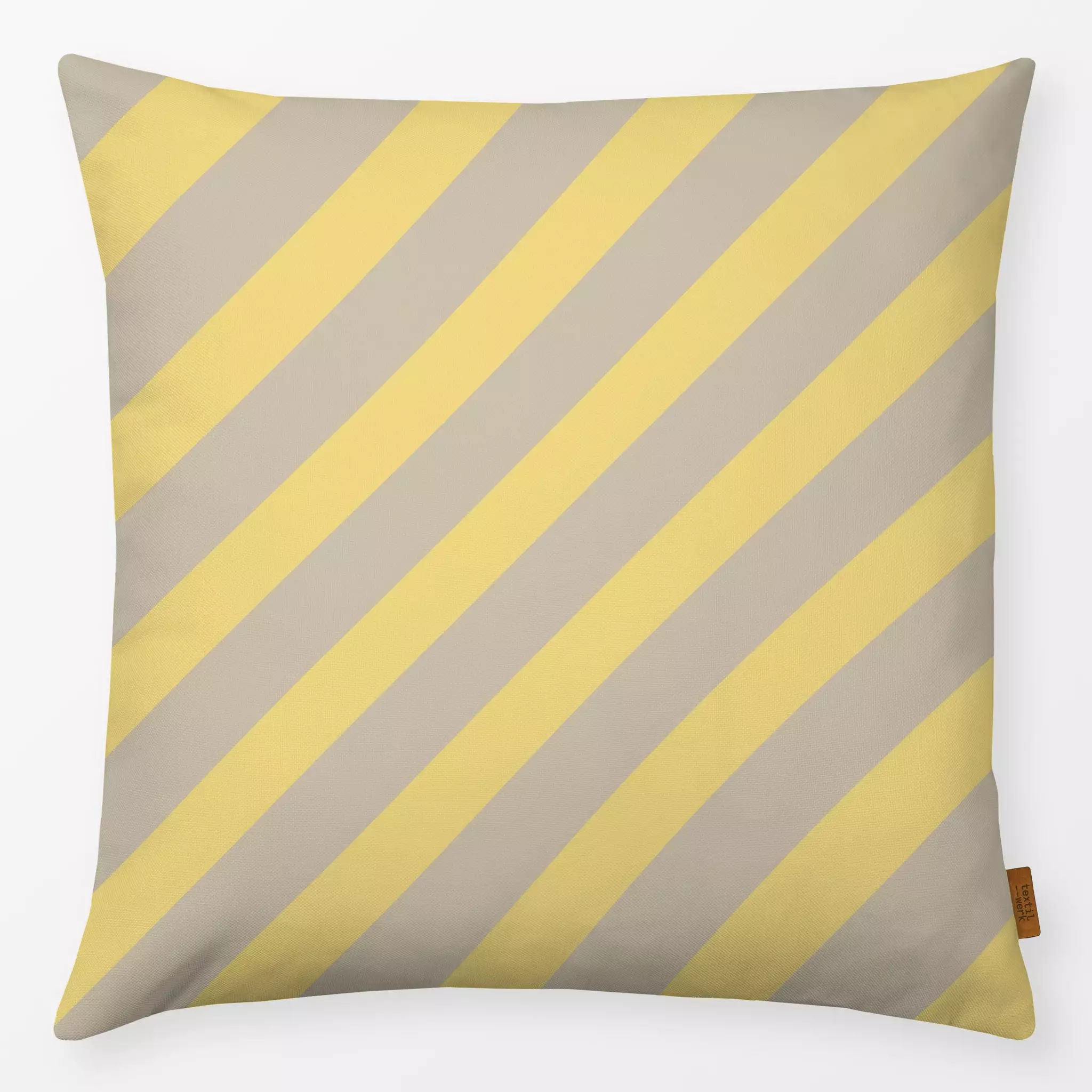 Kissen Candy Stripes Yellow - Sommer, Symbole & Muster - von „Anna Petersen"; minimal, Streifen, Sommerblumen, stripes, diag...