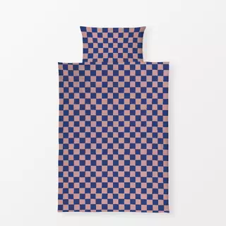 Bettwäsche Check Blau Rosa