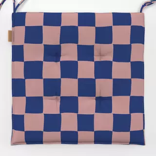 Sitzkissen Check Blau Rosa
