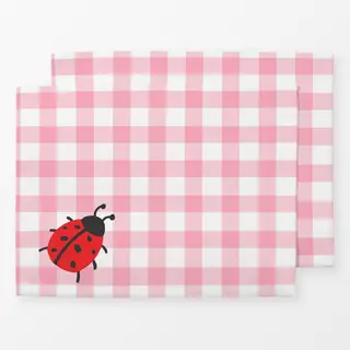 Tischset Karo Marienkäfer Rosa