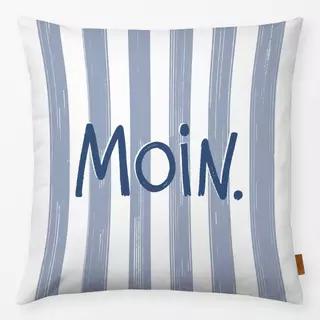 Kissen Moin gestreift grau