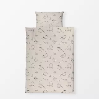 Bettwäsche Wintervögel grau-beige