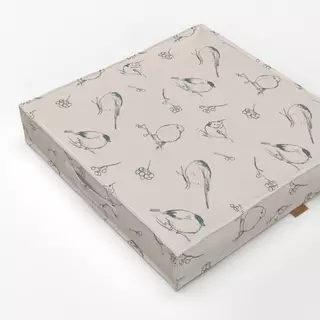 Bodenkissen Wintervögel grau-beige