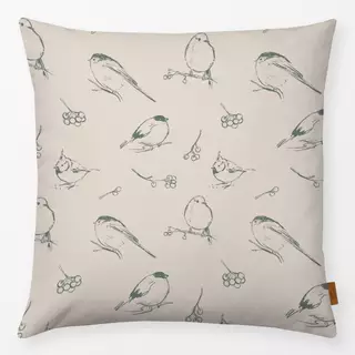 Kissen Wintervögel grau-beige