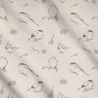 Meterware Wintervögel grau-beige