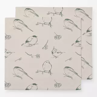 Servietten Wintervögel grau-beige