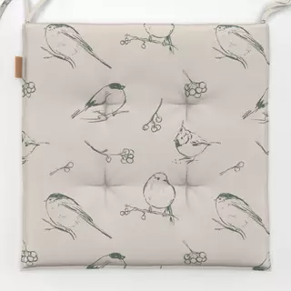 Sitzkissen Wintervögel grau-beige