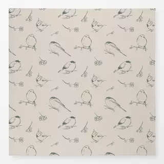 Tischdecke Wintervögel grau-beige