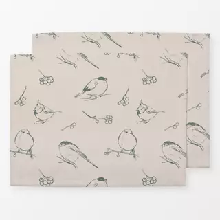 Tischset Wintervögel grau-beige
