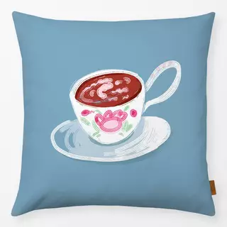 Kissen Tasse Tee blau