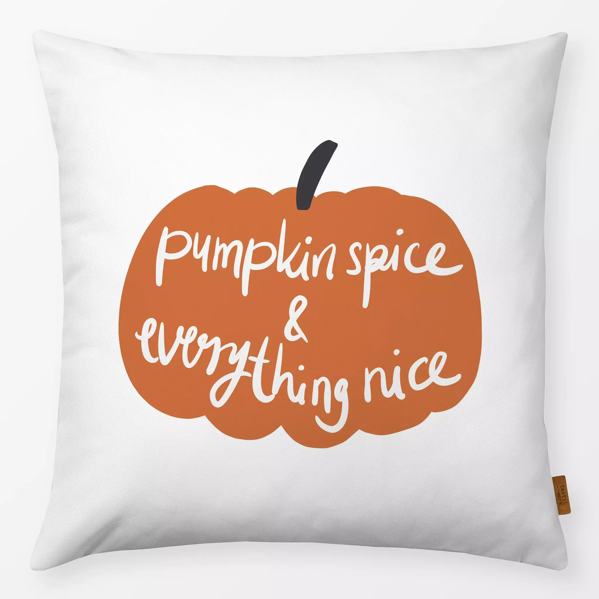 Kissen Pumpkin Spice - Sprüche & Schriftzüge - von „Christiane Zielinski"; Frucht, Orange, Cozy, Herbst, Herbstdeko, Letteri...