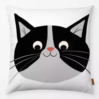 Kissen Freundliche Katze schwarz weiß