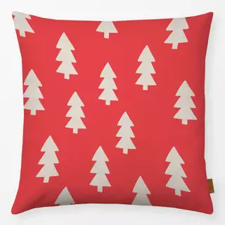 Kissen Mistletoe Tannenbaum Rot Beige