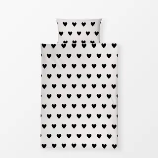 Bettwäsche Valentin Herz Schwarz