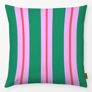 Kissen Retro Stripes Grün Pink