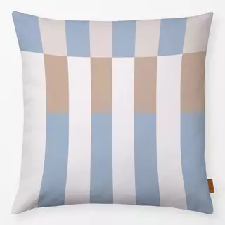 Kissen Tile Stripes Blue Greige