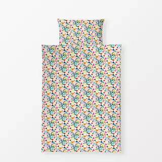Bettwäsche Bunte Streifen Blumen