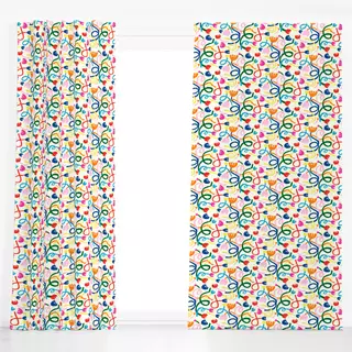 Dekovorhang Bunte Streifen Blumen