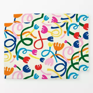 Tischset Bunte Streifen Blumen