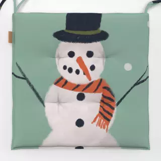 Sitzkissen Schneemann Weiss Mint