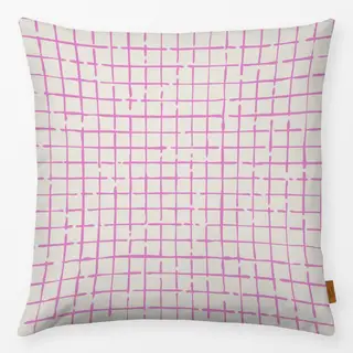 Kissen Netz Karo Rosa Beige