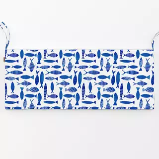 Bankauflage Fische Allover Blau Weiss