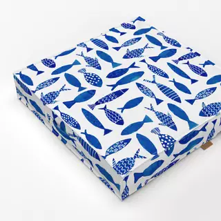 Bodenkissen Fische Allover Blau Weiss