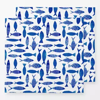 Servietten Fische Allover Blau Weiss