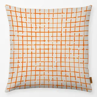 Kissen Netz Karo Orange Beige