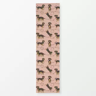 Tischläufer Dackel mit Lichterkette Rosa