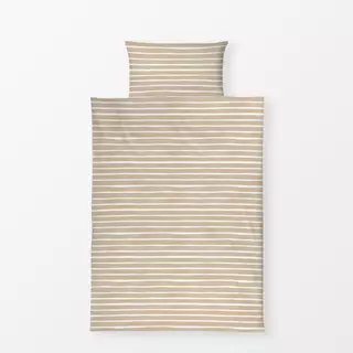 Bettwäsche Aquarell Streifen Sand Beige