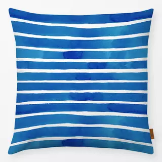 Kissen Aquarell Streifen Tiefsee Blau