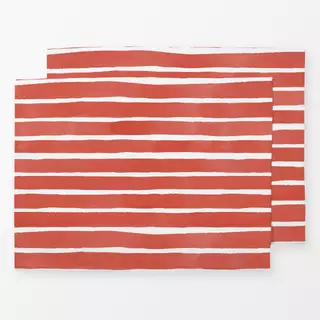 Tischset Aquarell Streifen Erdbeere Rot